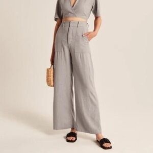 Abercrombie & Fitch linen blend‎ Light Brown Wide-Leg Pants